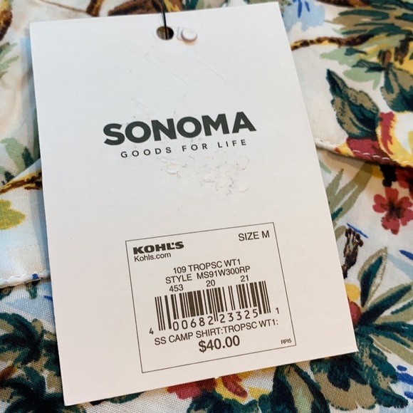Sonoma Men’s Medium Tropic “Camp Shirt” Short Sleeve Button Shirt D26 - Picture 10 of 10